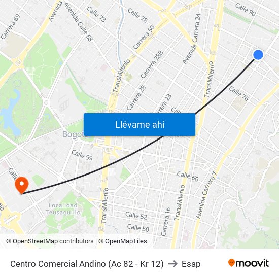 Centro Comercial Andino (Ac 82 - Kr 12) to Esap map