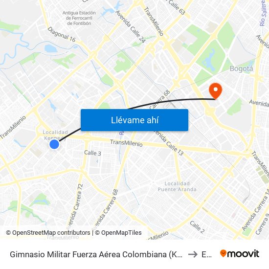 Gimnasio Militar Fuerza Aérea Colombiana (Kr 78k - Cl 6 Sur) to Esap map