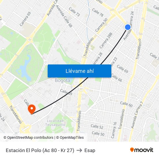 Estación El Polo (Ac 80 - Kr 27) to Esap map