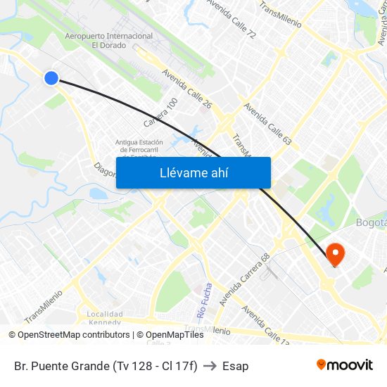 Br. Puente Grande (Tv 128 - Cl 17f) to Esap map