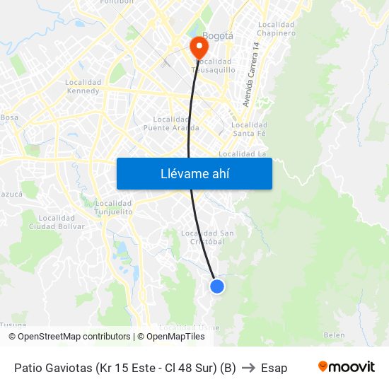 Patio Gaviotas (Kr 15 Este - Cl 48 Sur) (B) to Esap map