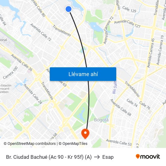 Br. Ciudad Bachué (Ac 90 - Kr 95f) (A) to Esap map