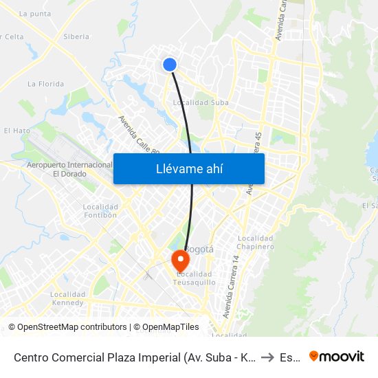 Centro Comercial Plaza Imperial (Av. Suba - Kr 107) to Esap map