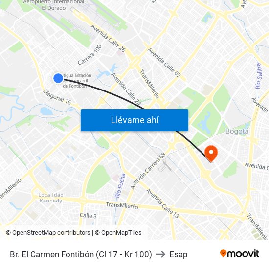 Br. El Carmen Fontibón (Cl 17 - Kr 100) to Esap map