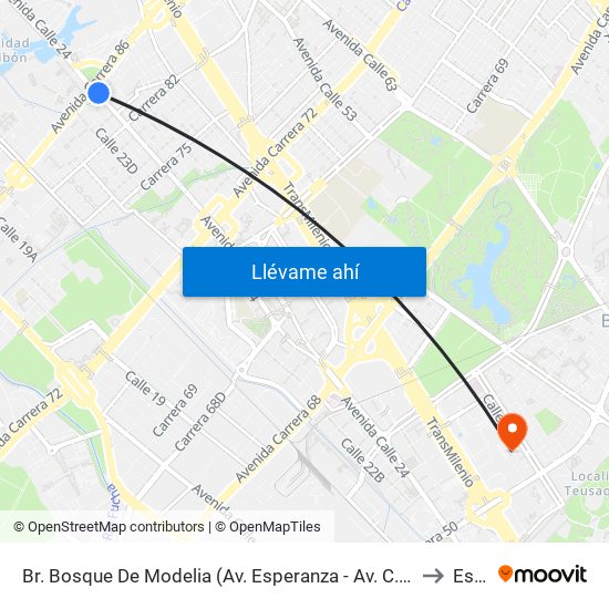 Br. Bosque De Modelia (Av. Esperanza - Av. C. De Cali) to Esap map