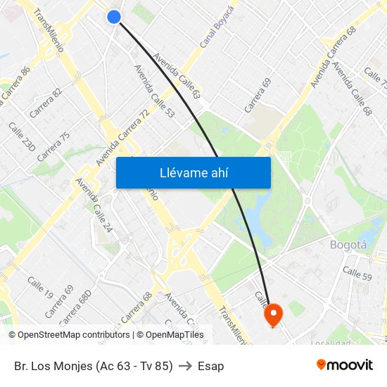 Br. Los Monjes (Ac 63 - Tv 85) to Esap map