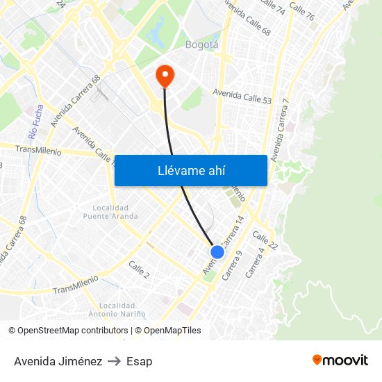 Avenida Jiménez to Esap map