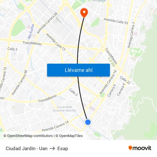 Ciudad Jardín - Uan to Esap map