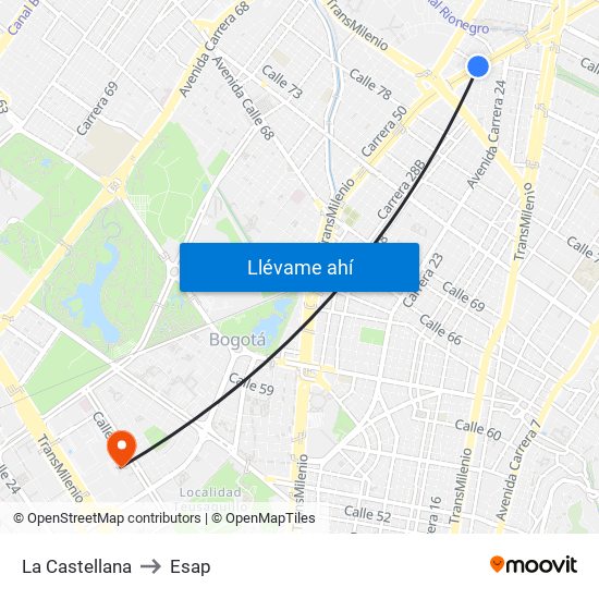 La Castellana to Esap map