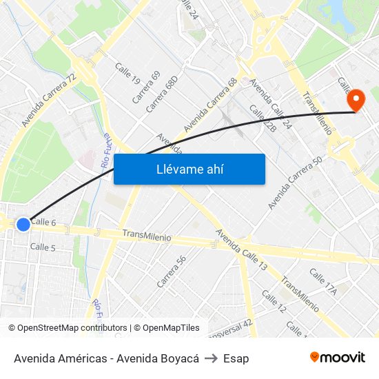 Avenida Américas - Avenida Boyacá to Esap map