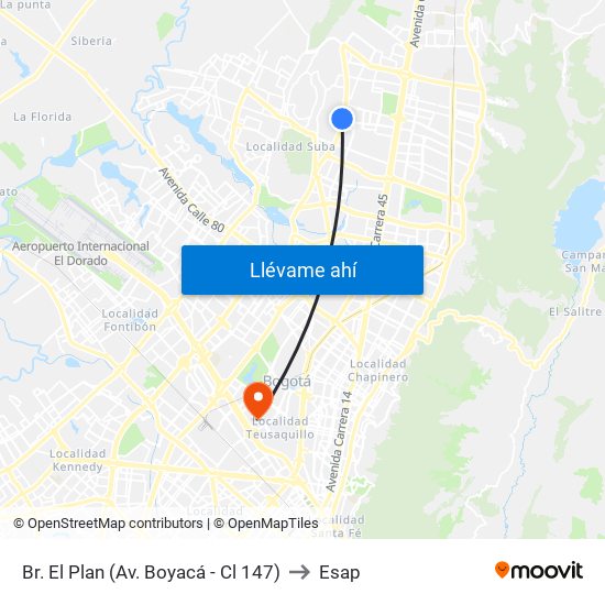 Br. El Plan (Av. Boyacá - Cl 147) to Esap map