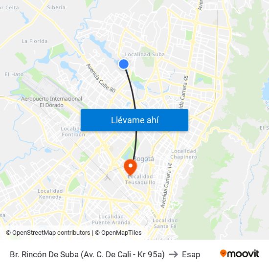 Br. Rincón De Suba (Av. C. De Cali - Kr 95a) to Esap map