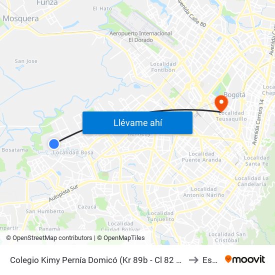 Colegio Kimy Pernía Domicó (Kr 89b - Cl 82 Sur) to Esap map