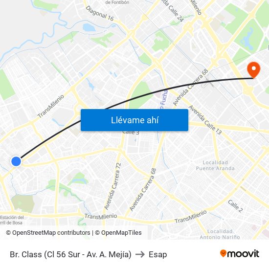 Br. Class (Cl 56 Sur - Av. A. Mejía) to Esap map