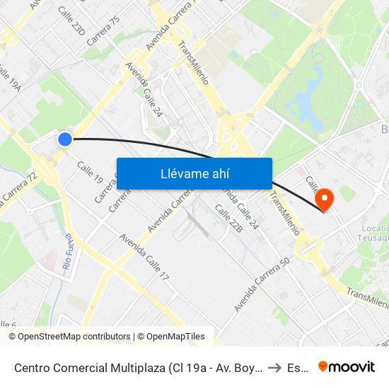 Centro Comercial Multiplaza (Cl 19a - Av. Boyacá) to Esap map