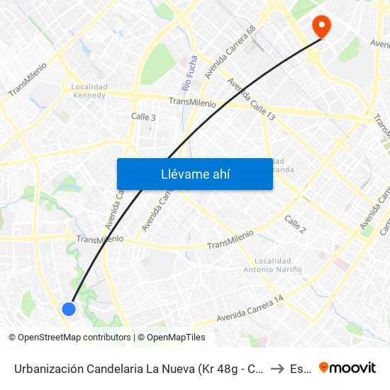 Urbanización Candelaria La Nueva (Kr 48g - Cl 59b Sur) to Esap map