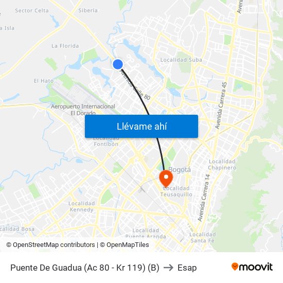 Puente De Guadua (Ac 80 - Kr 119) (B) to Esap map