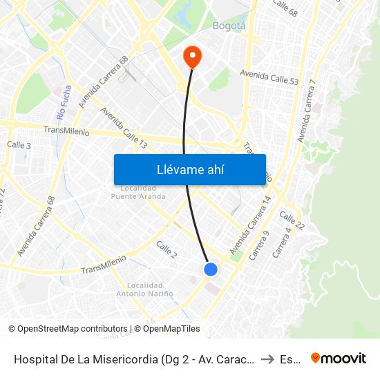 Hospital De La Misericordia (Dg 2 - Av. Caracas) to Esap map