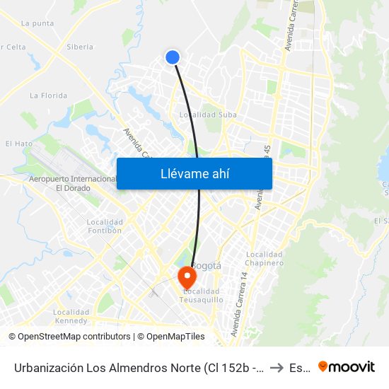 Urbanización Los Almendros Norte (Cl 152b - Kr 114d) to Esap map