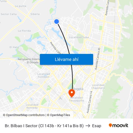 Br. Bilbao I Sector (Cl 143b - Kr 141a Bis B) to Esap map