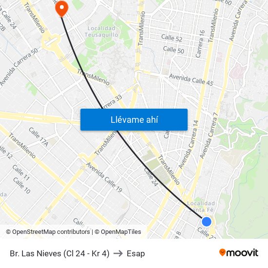 Br. Las Nieves (Cl 24 - Kr 4) to Esap map