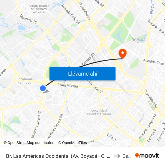 Br. Las Américas Occidental (Av. Boyacá - Cl 3b) (A) to Esap map