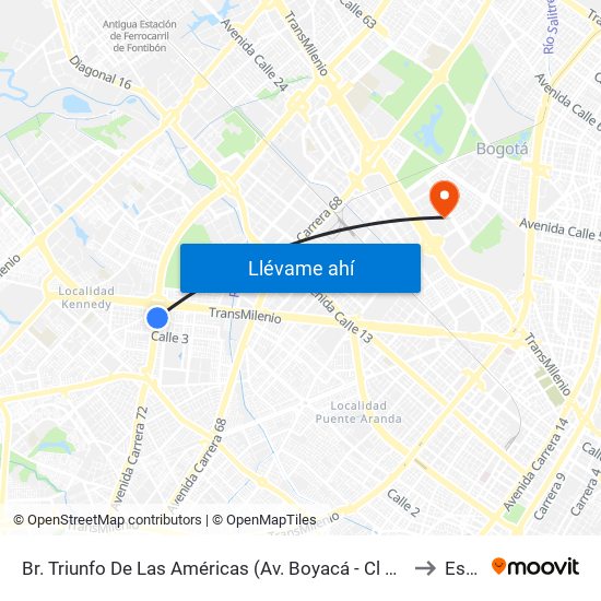 Br. Triunfo De Las Américas (Av. Boyacá - Cl 5a) (B) to Esap map