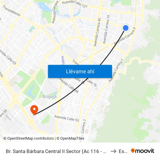 Br. Santa Bárbara Central II Sector (Ac 116 - Kr 11a) to Esap map