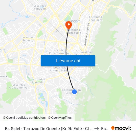 Br. Sidel - Terrazas De Oriente (Kr 9b Este - Cl 32b Sur) to Esap map
