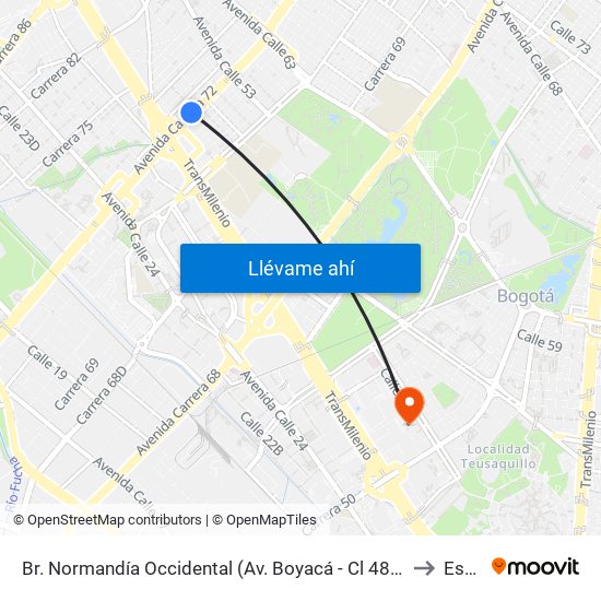 Br. Normandía Occidental (Av. Boyacá - Cl 48) (A) to Esap map