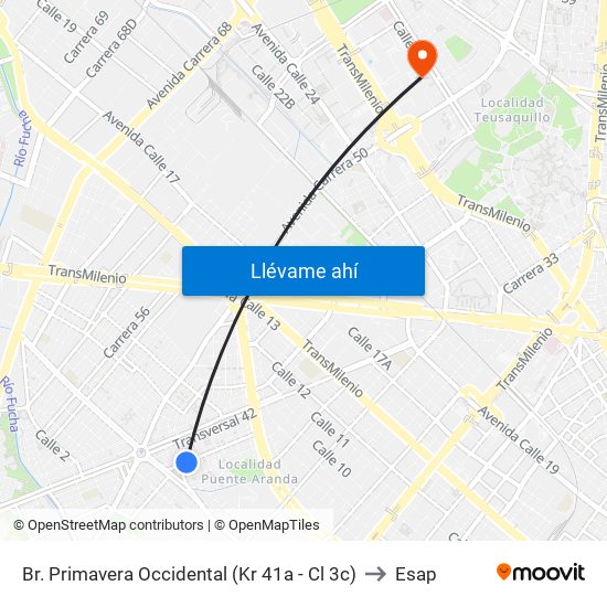 Br. Primavera Occidental (Kr 41a - Cl 3c) to Esap map