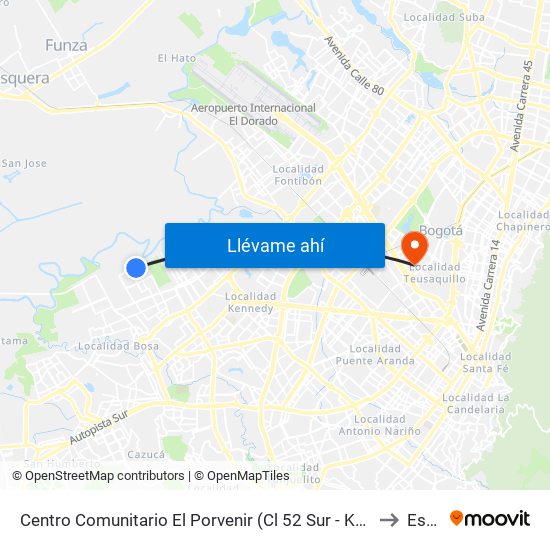 Centro Comunitario El Porvenir (Cl 52 Sur - Kr 100) to Esap map