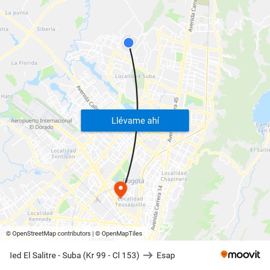 Ied El Salitre - Suba (Kr 99 - Cl 153) to Esap map