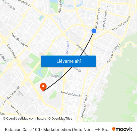 Estación Calle 100 - Marketmedios (Auto Norte - Cl 95) to Esap map
