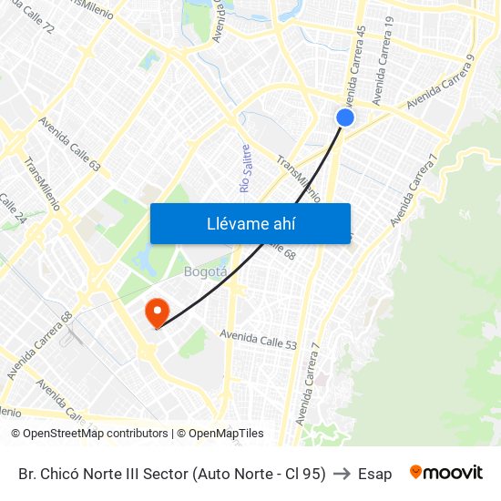 Br. Chicó Norte III Sector (Auto Norte - Cl 95) to Esap map