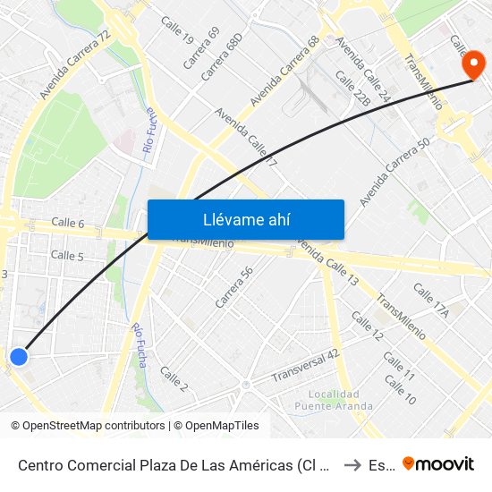 Centro Comercial Plaza De Las Américas (Cl 8 Sur - Kr 71a) to Esap map