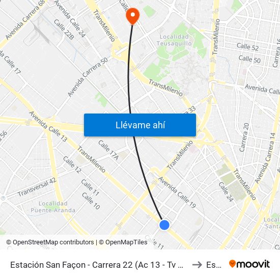 Estación San Façon - Carrera 22 (Ac 13 - Tv 22) to Esap map