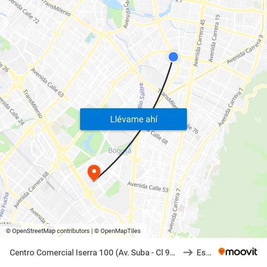 Centro Comercial Iserra 100 (Av. Suba - Cl 98a) to Esap map