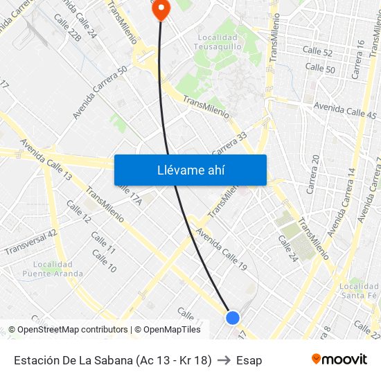 Estación De La Sabana (Ac 13 - Kr 18) to Esap map