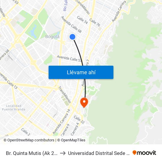 Br. Quinta Mutis (Ak 24 - Cl 63c) to Universidad Distrital Sede Macarena B map