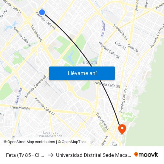 Feta (Tv 85 - Cl 64a) to Universidad Distrital Sede Macarena B map