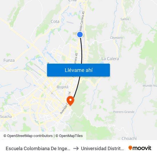 Escuela Colombiana De Ingeniería (Auto Norte - Cl 205) to Universidad Distrital Sede Macarena B map