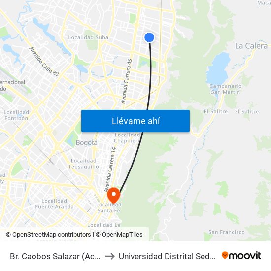 Br. Caobos Salazar (Ac 147 - Kr 14) to Universidad Distrital Sede Macarena B map