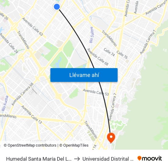 Humedal Santa María Del Lago (Kr 73a - Cl 72a) to Universidad Distrital Sede Macarena B map