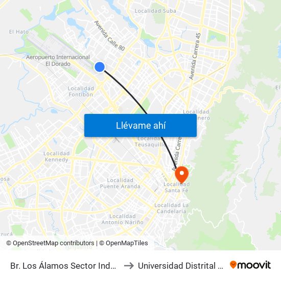 Br. Los Álamos Sector Industrial (Ac 63 - Ak 96) to Universidad Distrital Sede Macarena B map