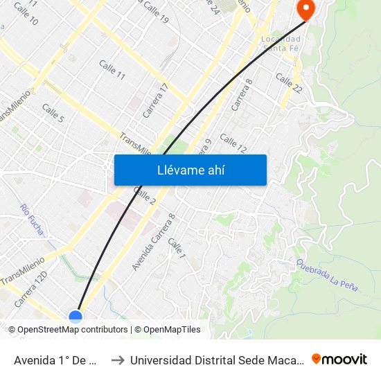 Avenida 1° De Mayo to Universidad Distrital Sede Macarena B map