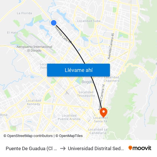 Puente De Guadua (Cl 80 - Kr 119) to Universidad Distrital Sede Macarena B map