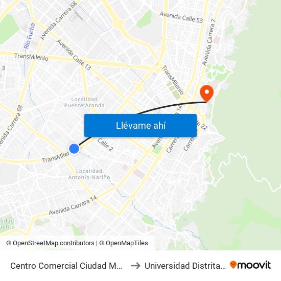 Centro Comercial Ciudad Montes (Auto Sur - Cl 11 Sur) to Universidad Distrital Sede Macarena B map