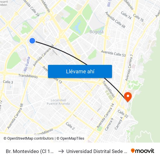 Br. Montevideo (Cl 19 - Kr 69b) to Universidad Distrital Sede Macarena B map