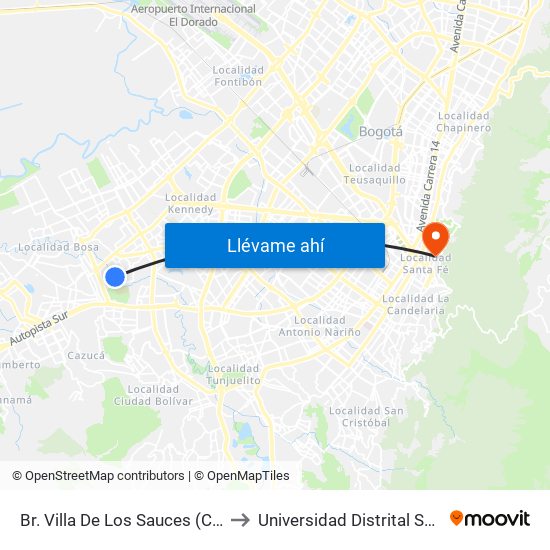 Br. Villa De Los Sauces (Cl 58 Sur - Kr 78b) to Universidad Distrital Sede Macarena B map